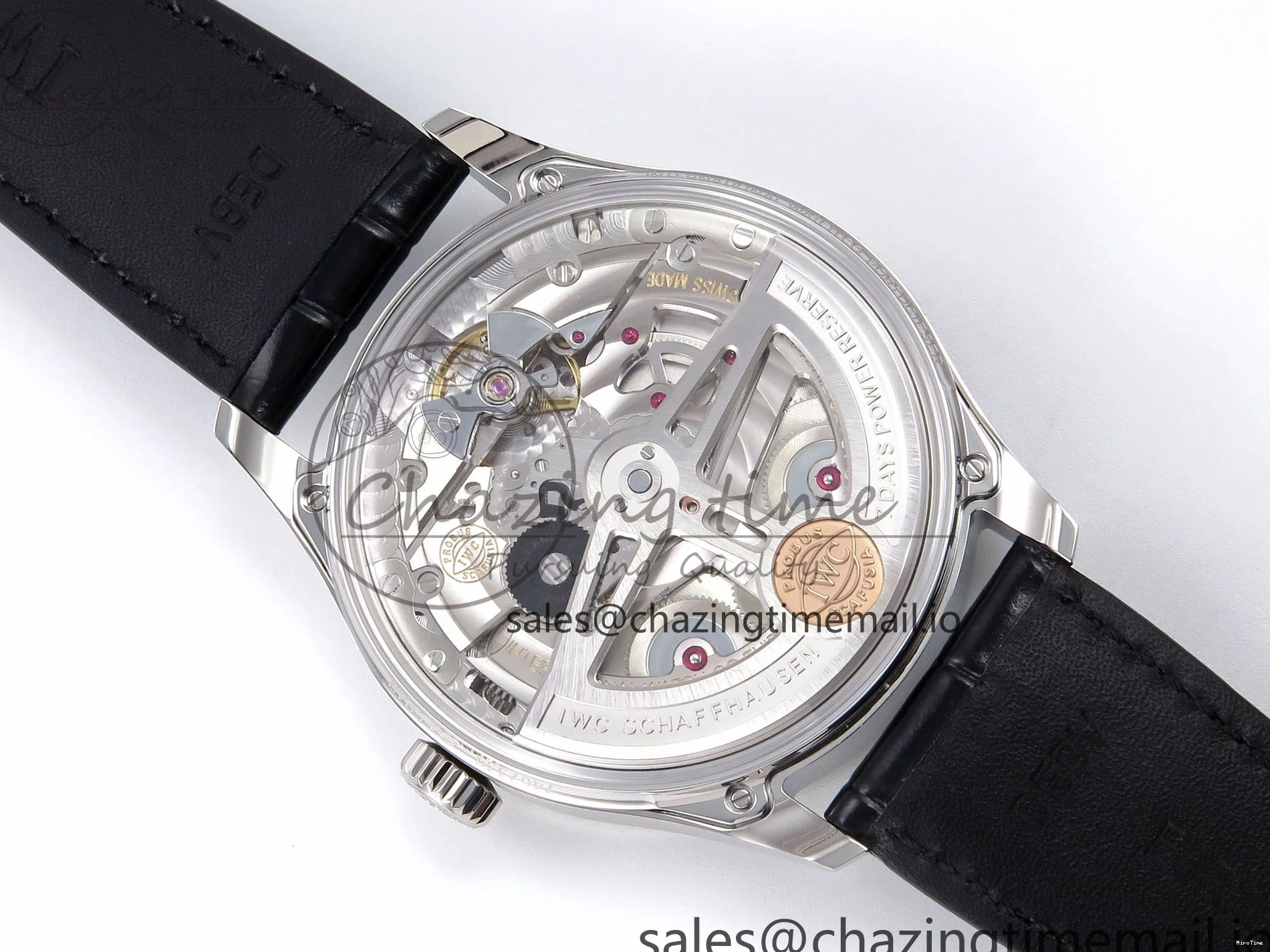 MIROTIME 0308 OnTrend Portugieser Automatic 42mm SS APSF 1:1 Best Edition White RG Dial on Black Leather Strap A 7010